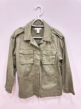 H&M Olive Green Utility Jacket with Flap Pockets